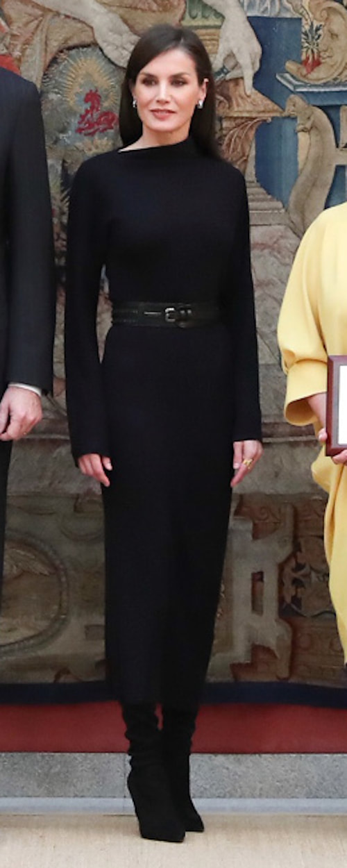 COS Draped Neck Ribbed Wool Dress - Queen Letizia Dresses - Queen Letizia  Style