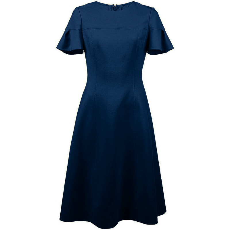 Carolina Herrera Flutter Sleeve Midi Dress in Blue - Queen Letizia ...