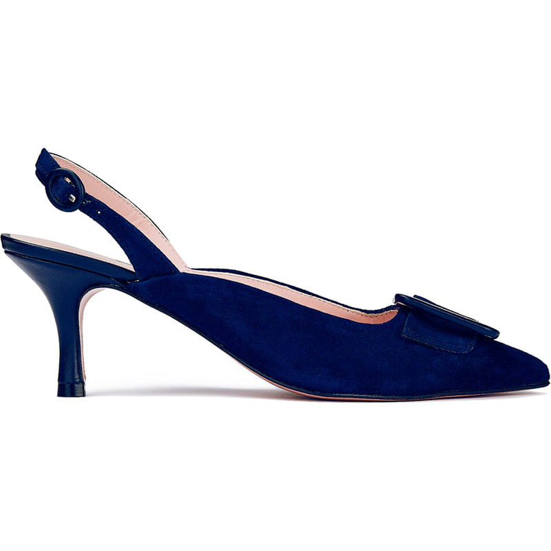 Isabel Abdó Carrie Slingback Pumps in Blue Suede - Queen Letizia Shoes ...