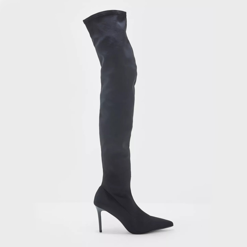 Mango 'Cindy' Thigh High Boots in Black - Queen Letizia Shoes - Queen ...