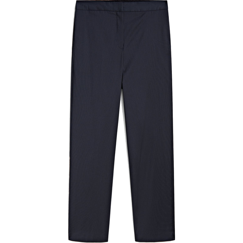 Massimo Dutti Pinstriped Double-Breasted Suit Trousers in Navy Blue