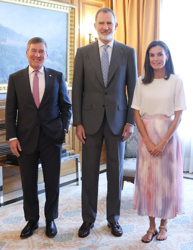 King Felipe and Queen Letizia hosted an audience at Zarzuela Palace with Charles Rivkin, the chairman of the Motion Picture Association on 27 June 2024